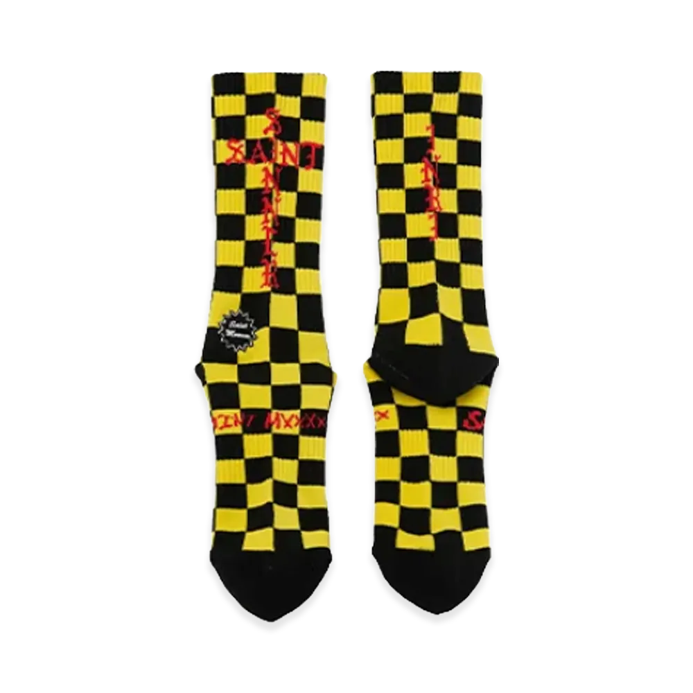 SAINT Mxxxxxx Socks / Check "Black/Yellow"