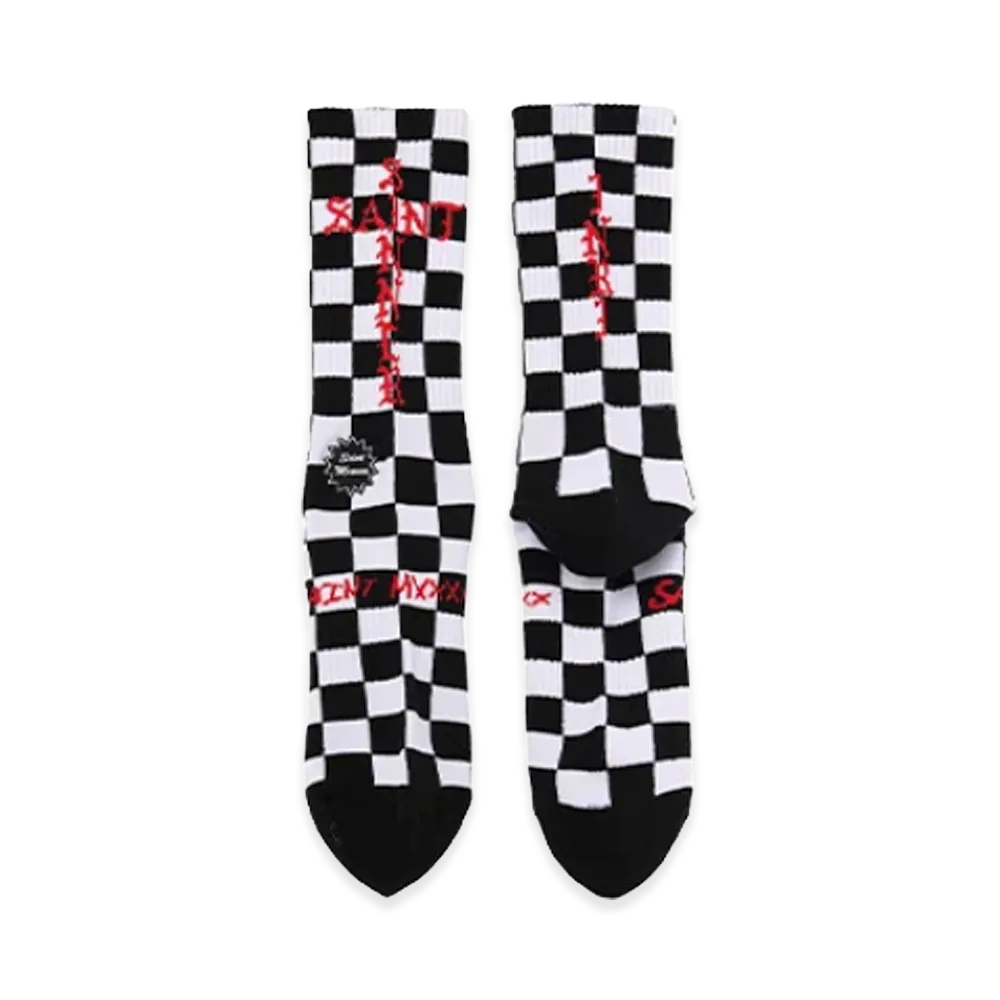 SAINT Mxxxxxx Socks / Check "Black/White"