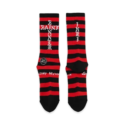 SAINT Mxxxxxx Socks / Border "Black/Red"
