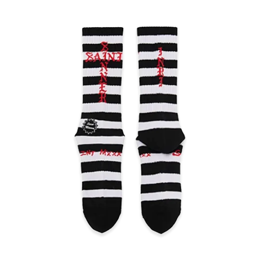 SAINT Mxxxxxx Socks / Border "Black/White"