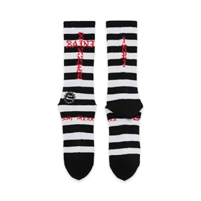 SAINT Mxxxxxx Socks / Border "Black/White"