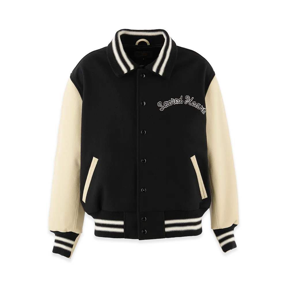 SAINT Mxxxxxx x Golden Bear Sportswear GB Varsity Jacket Sacred Heart "Black/White"