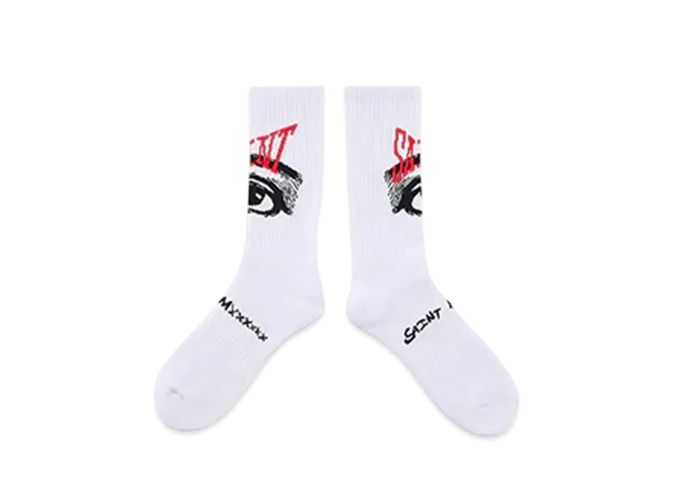 SAINT Mxxxxxx Socks/Eye "White" (25SS) SM-HR8-0000-100
