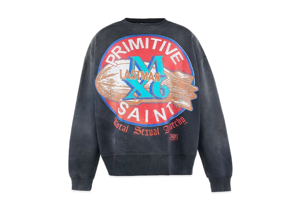 SAINT Mxxxxxx x LASTMAN Crw-N Sweat Primitive "Black"