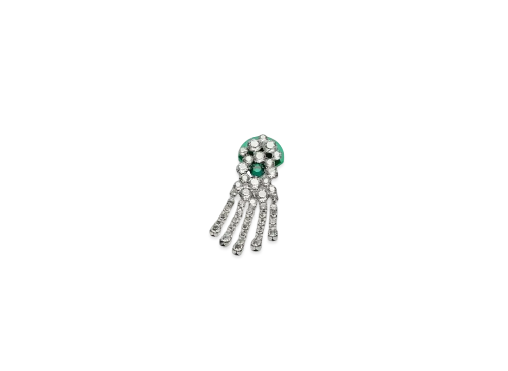 Maison Margiela Rhinestone Single Earring "Green/Palladium"