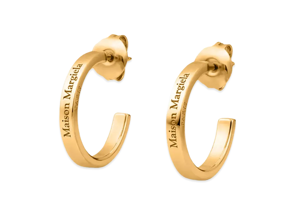 Maison Margiela Women's Hoop Earrings With Logo "Silver"