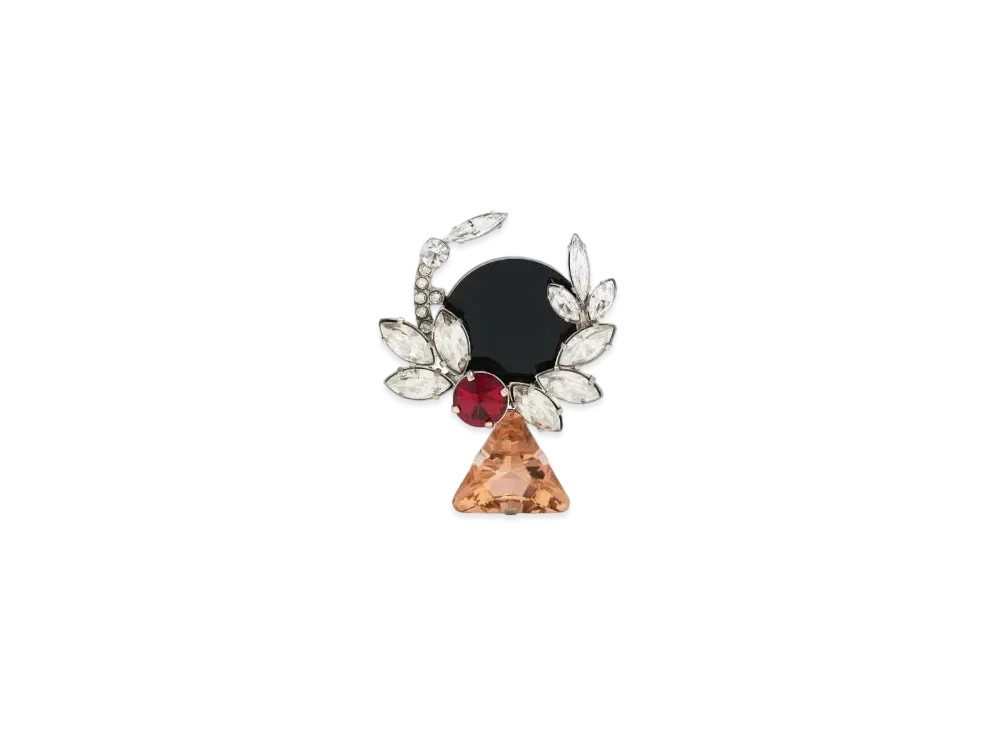 Maison Margiela Rhinestone Jewel Brooch "Black/Red/Orange"