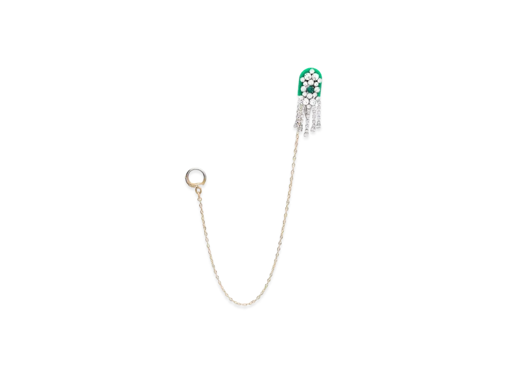 Maison Margiela Rhinestone Fringe Brooch "Green/Gold"
