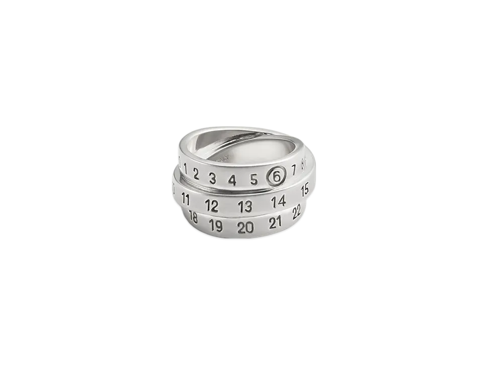 MM6 Maison Margiela Triple Logo Numeric Signature Ring "Silver"
