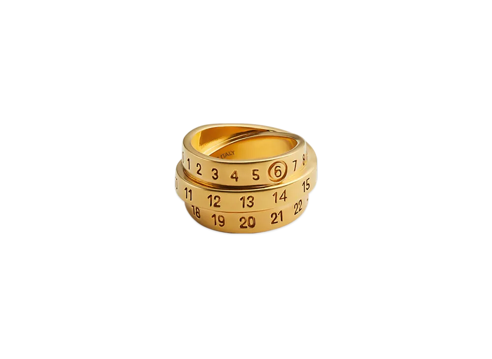 MM6 Maison Margiela Triple Logo Numeric Signature Ring "Yellow Gold"