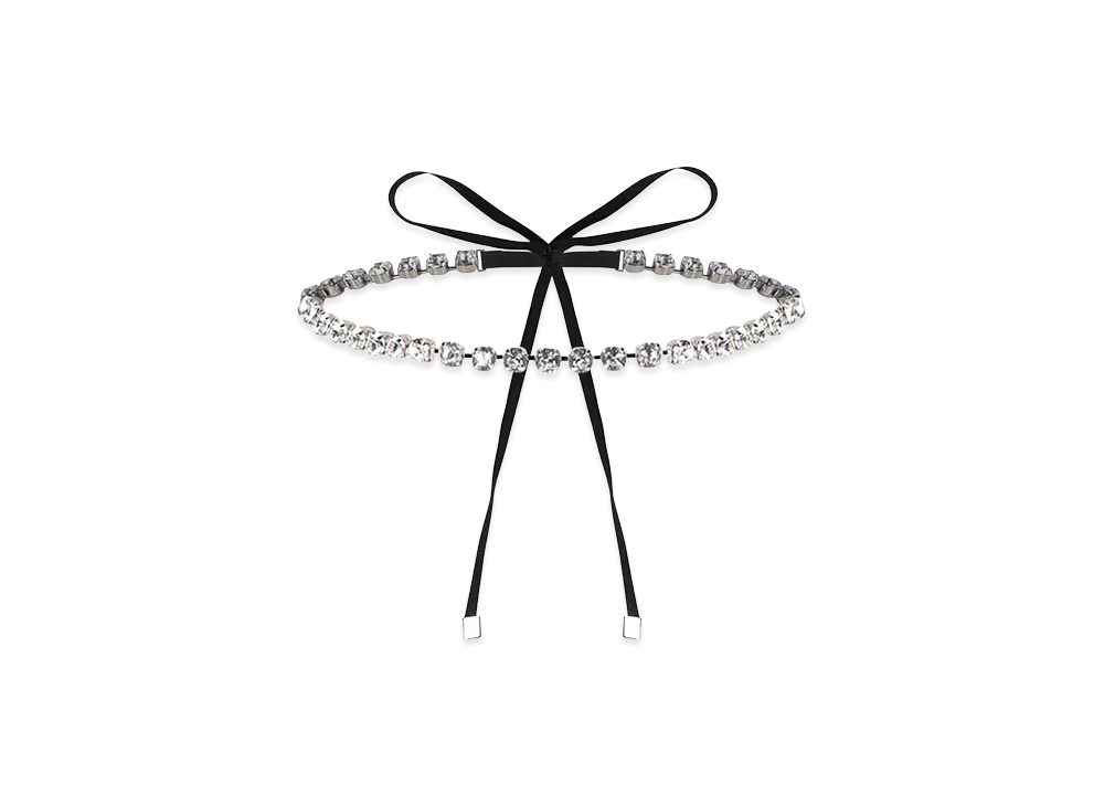 MM6 Maison Margiela Women's Rhinestone Bow Necklace "Silver"