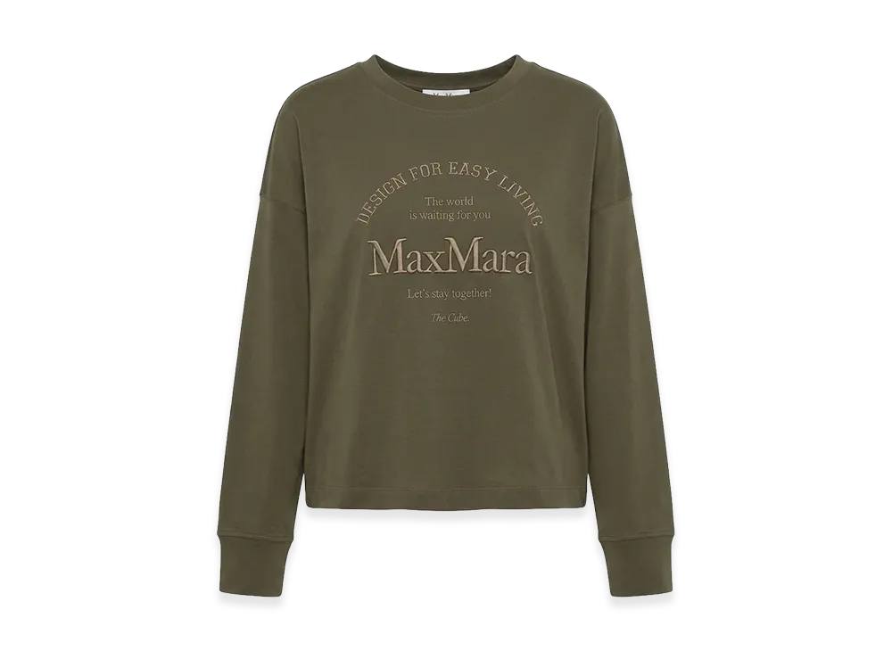 S Max Mara Women's Rugiada Long Sleeve T-Shirt "Kaki"