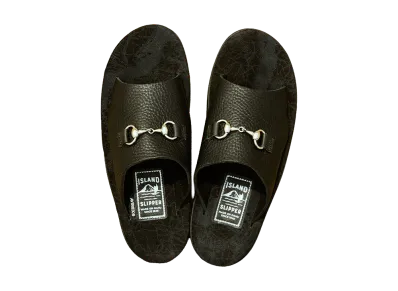 AVIREX x ISLAND SLIPPER Map Pattern Slide Bit Sandal "Black"