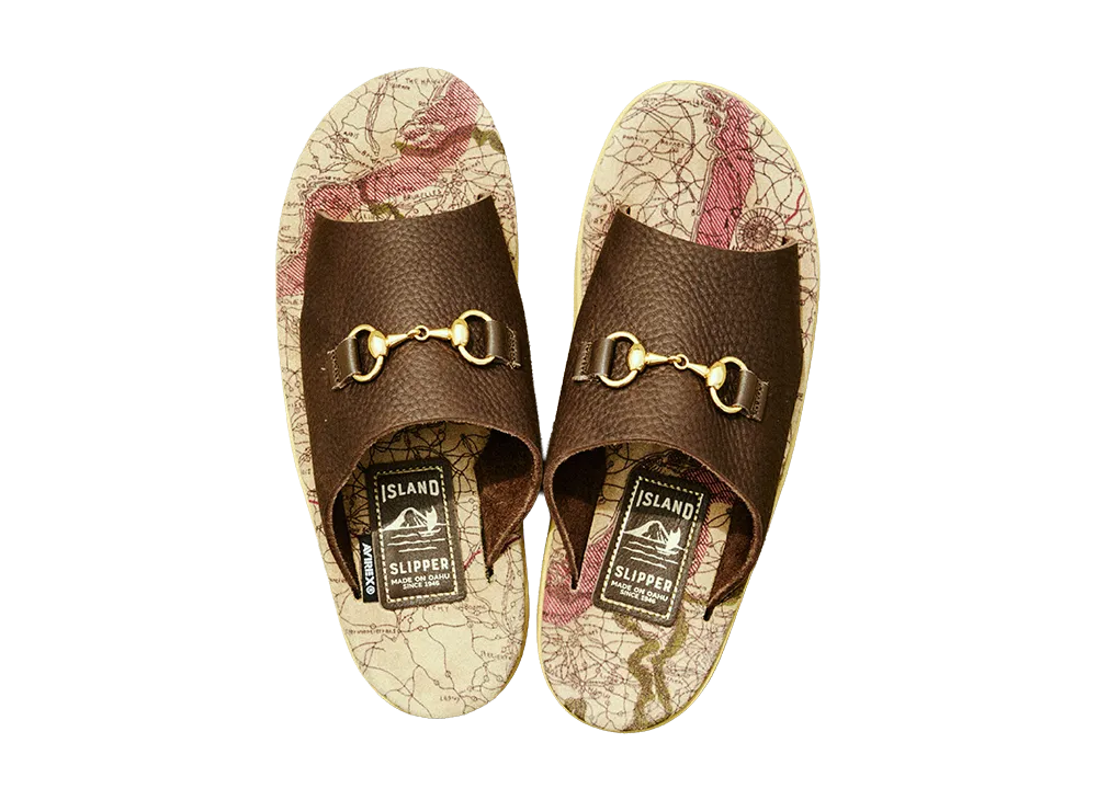 AVIREX x ISLAND SLIPPER Map Pattern Slide Bit Sandal "Beige"