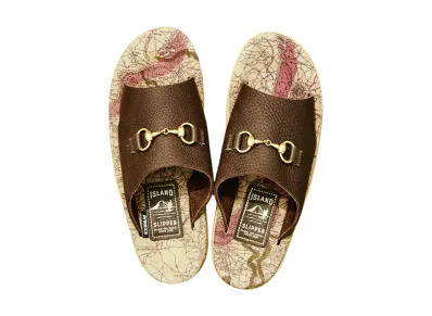 AVIREX x ISLAND SLIPPER Map Pattern Slide Bit Sandal "Beige"