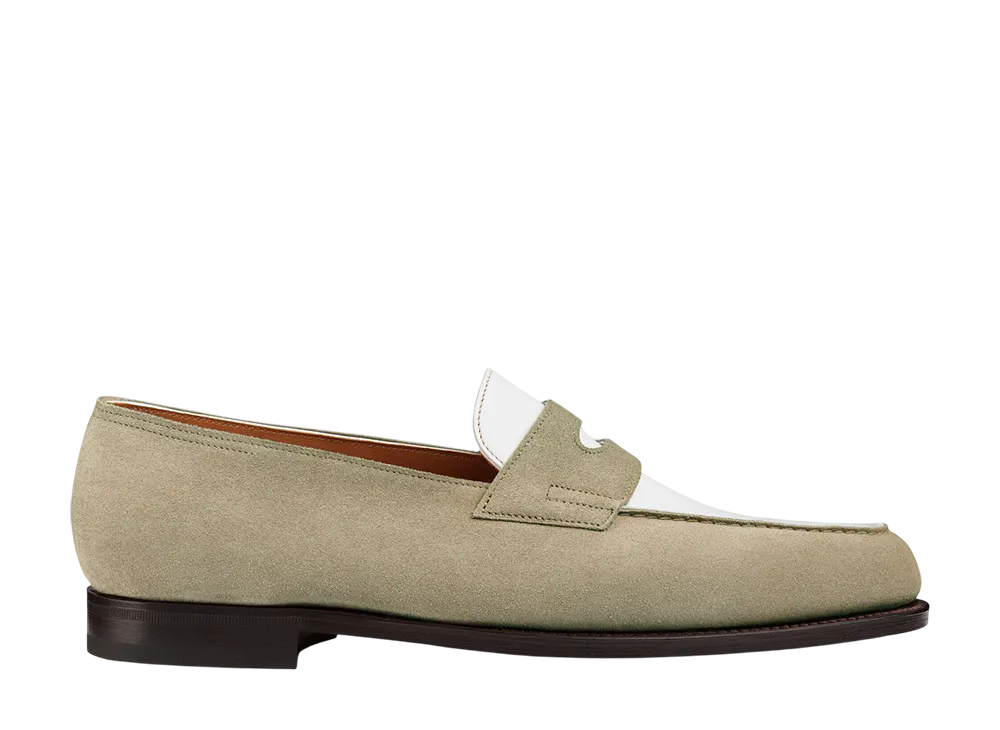 JOHN LOBB Lopez "Silver/Bianco Suede/Dune Calf"