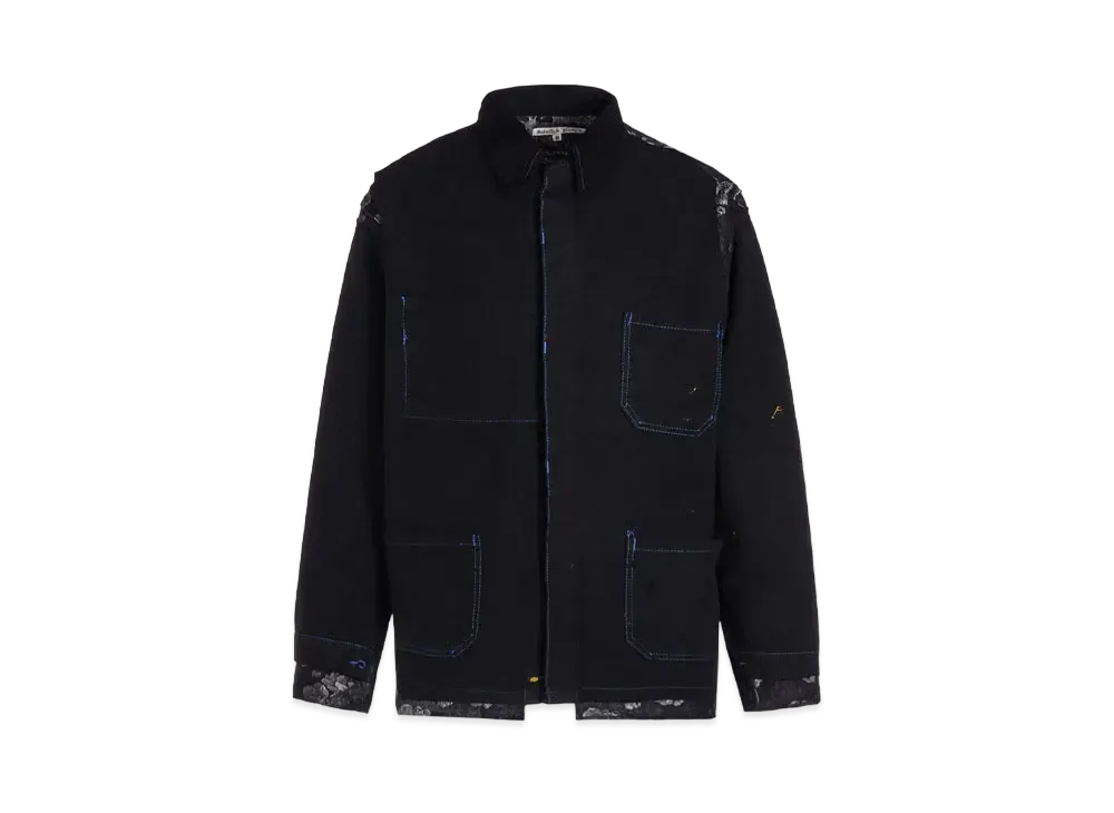 WILDSIDE Yohji Yamamoto x REBUILD by NEEDLES Eur Coverall Covered Jacket Rose pattern "Black"