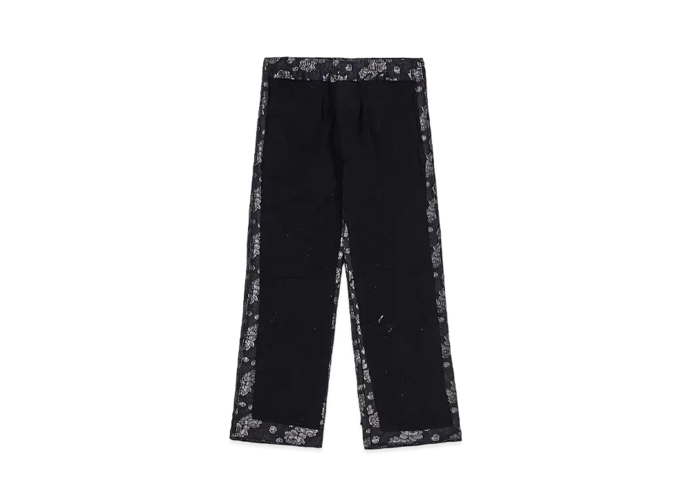 WILDSIDE Yohji Yamamoto x REBUILD by NEEDLES Eur Work Covered Pant Rose pattern "Black"