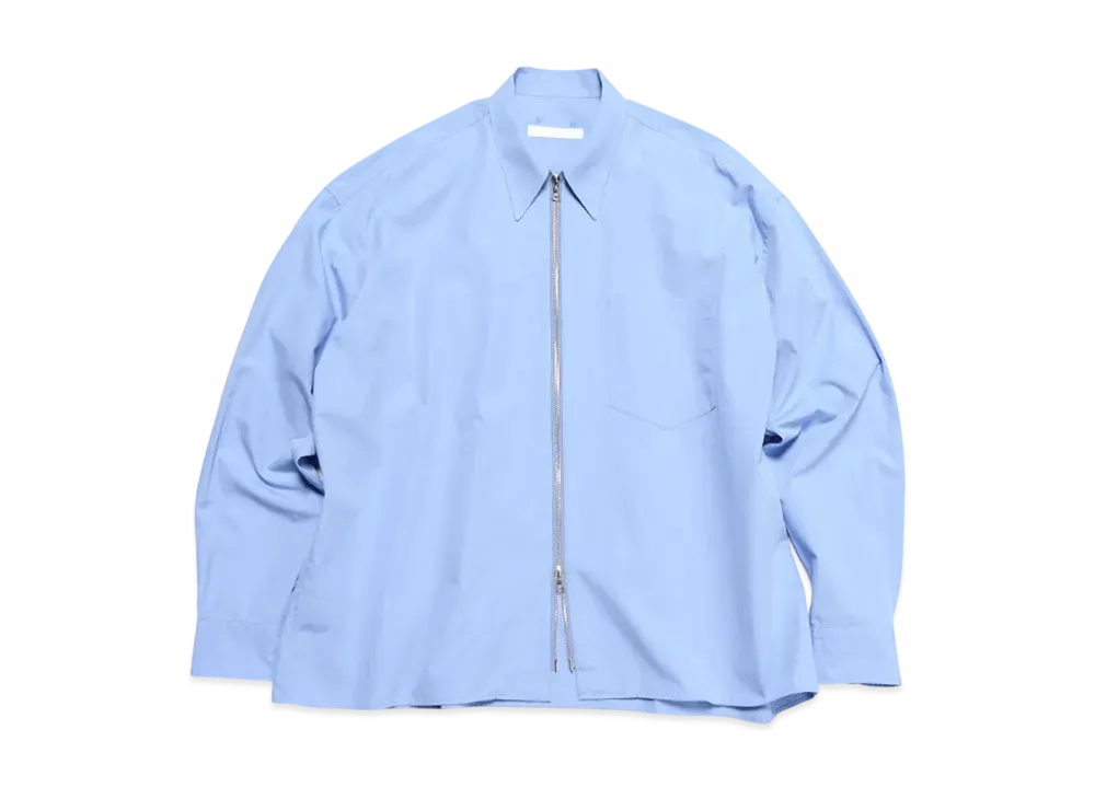 SOPHNET. Organic Cotton Zip Shirt "Light Blue"