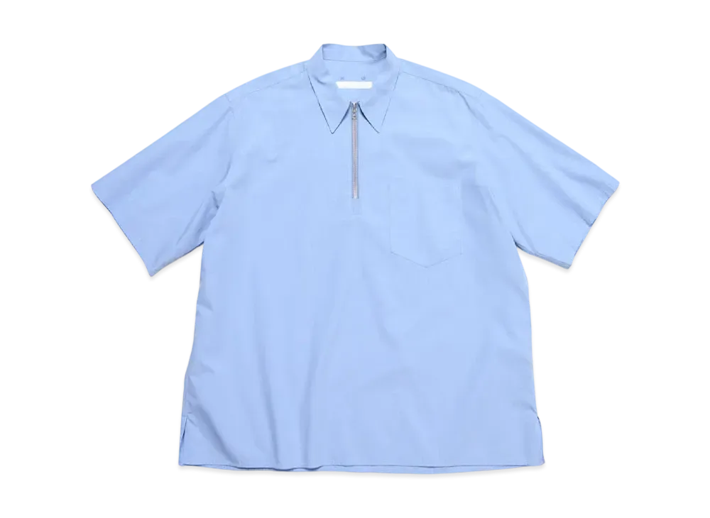 SOPHNET. Organic Cotton Half Zip S/S Shirt "Light Blue"