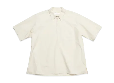 SOPHNET. Organic Cotton Half Zip S/S Shirt "White"