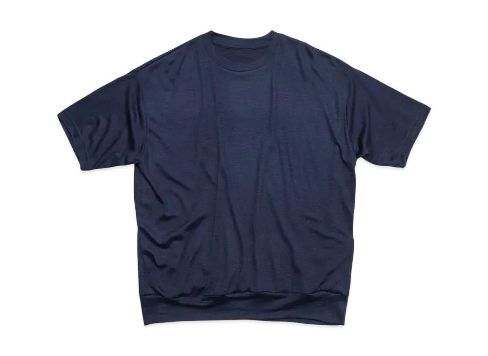 SOPHNET. Washable Wool S/S Top "Navy"