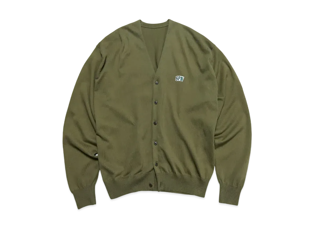 SOPHNET. SPN Wappen Knit Cardigan "Khaki"