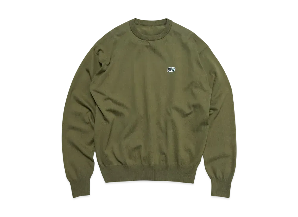 SOPHNET. SPN Wappen Crewneck Knit "Khaki"