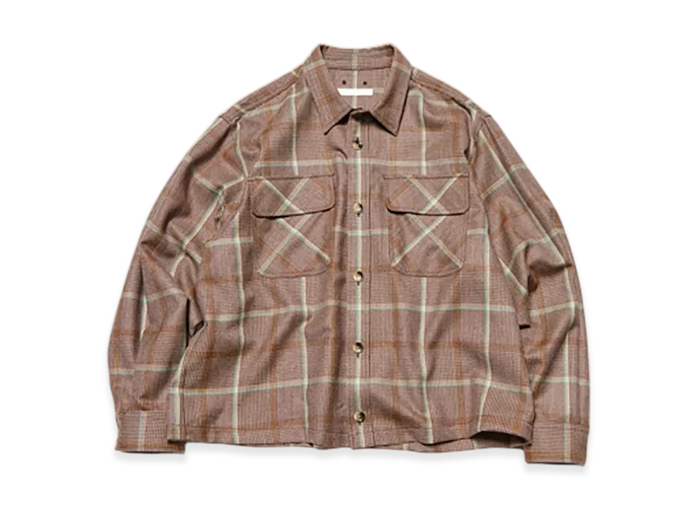 SOPHNET. Saxony Wool Check Logo Patch Shirt "Brown Check"