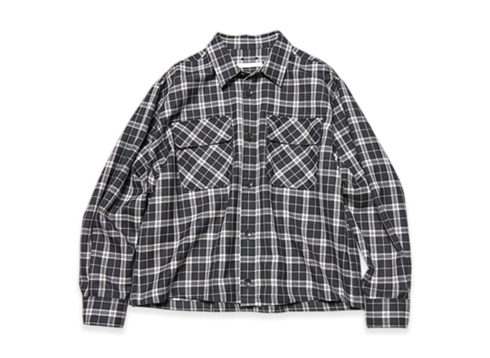 SOPHNET. Saxony Wool Check Logo Patch Shirt "Black Check"