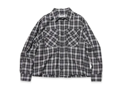 SOPHNET. Saxony Wool Check Logo Patch Shirt "Black Check"