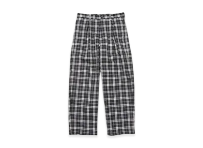SOPHNET. Saxony Wool Check Relax-Fit Tuck Slacks "Black Check"
