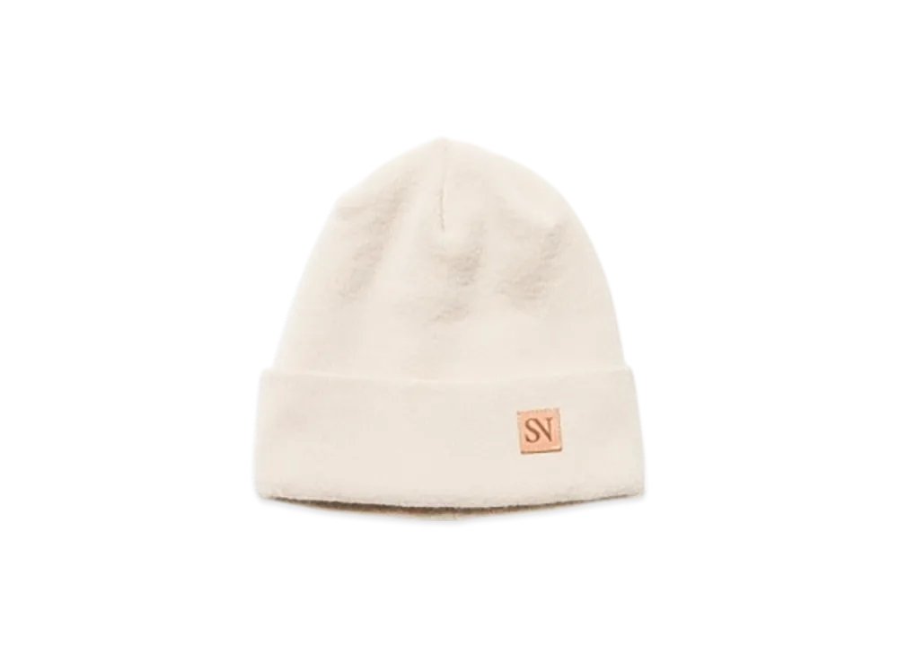 SOPHNET. Leather Patch Knit Cap "Off White"