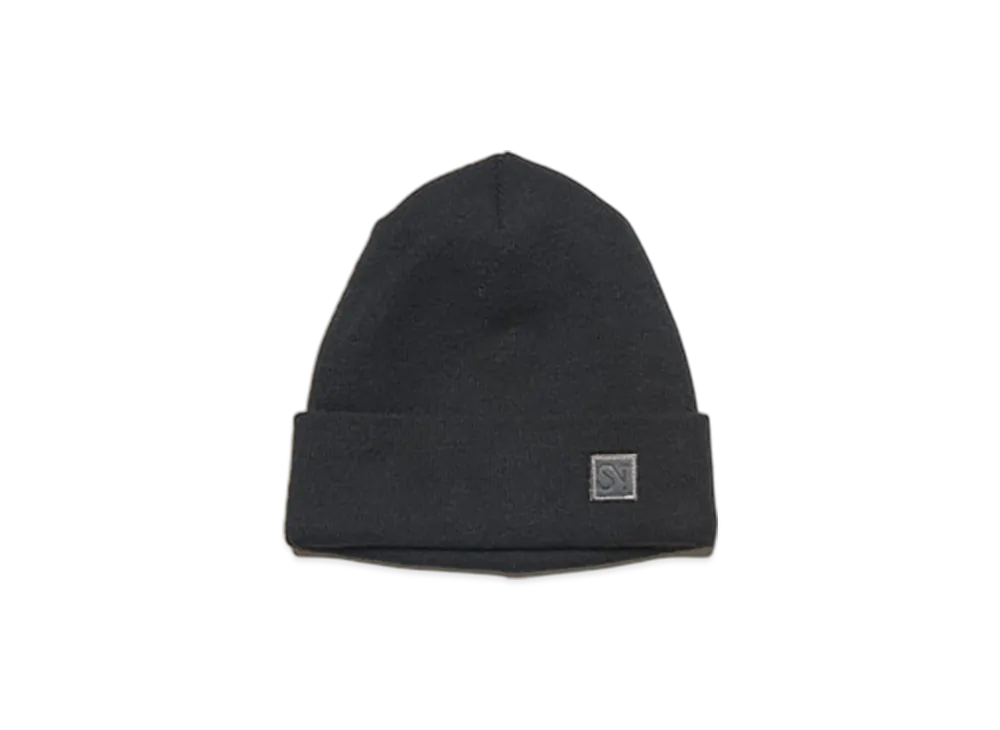 SOPHNET. Leather Patch Knit Cap "Black"
