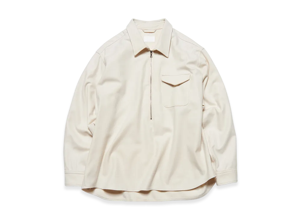 SOPHNET. Light Melton Wool Half-Zip Shirt 