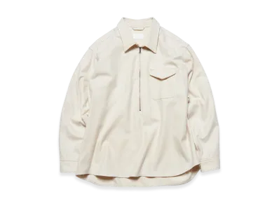 SOPHNET. Light Melton Wool Half-Zip Shirt "Off White"