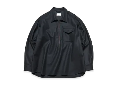 SOPHNET. Light Melton Wool Half-Zip Shirt "Black"