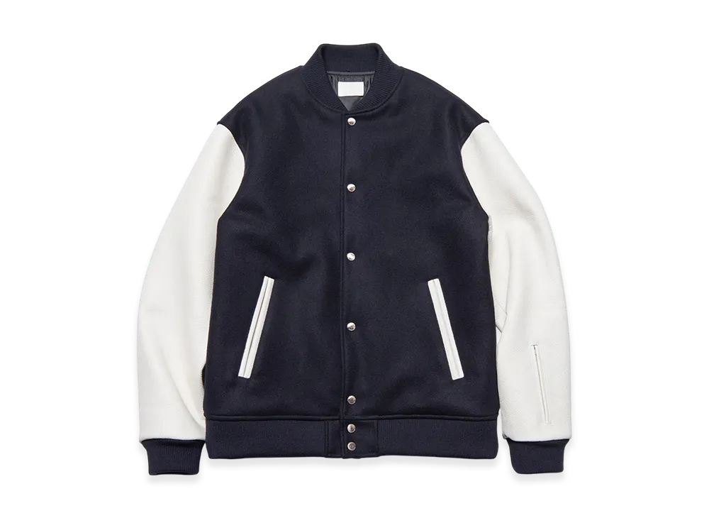 SOPHNET. Melton Lambswool Varsity Jacket "Navy"