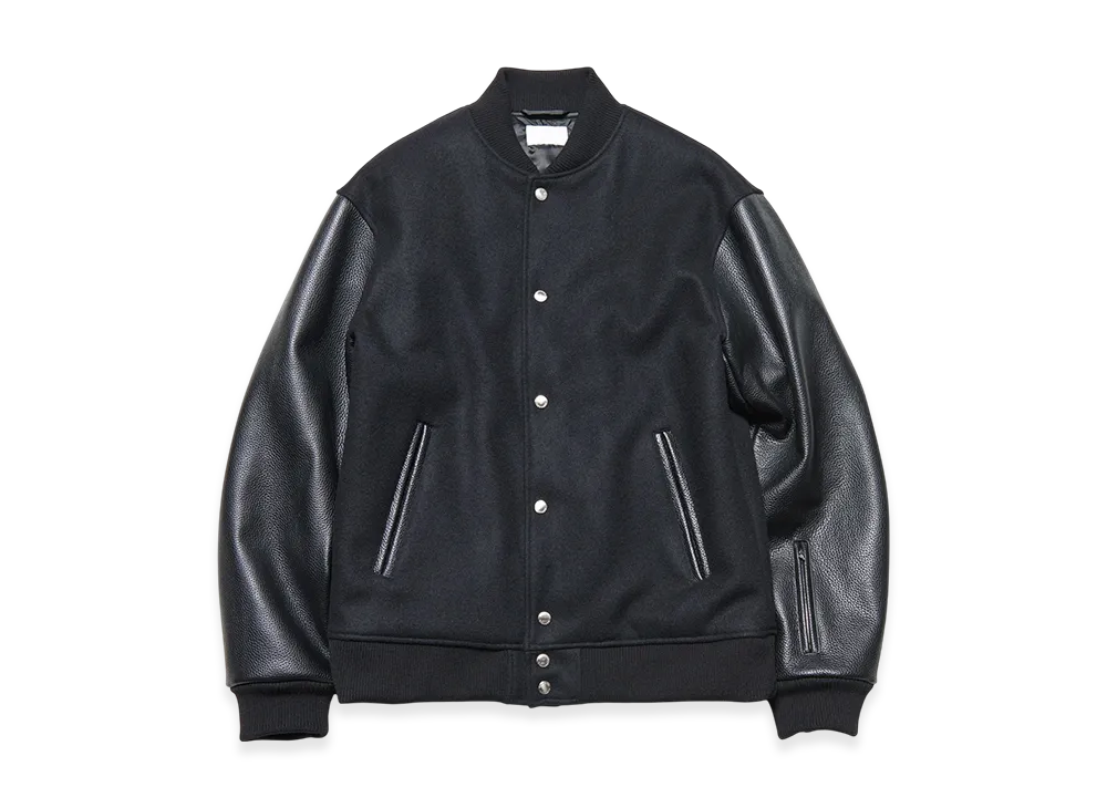 SOPHNET. Melton Lambswool Varsity Jacket "Black"
