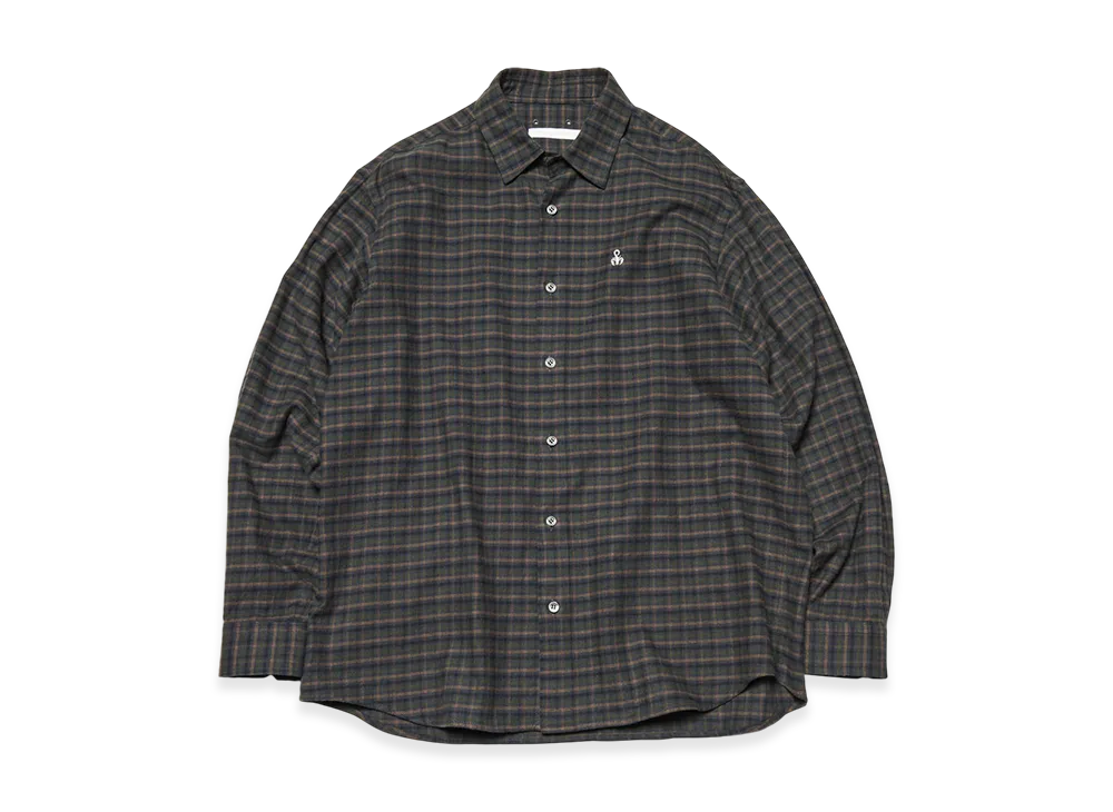 SOPHNET. Cotton Flannel Relax-Fit Shirt "Khaki"