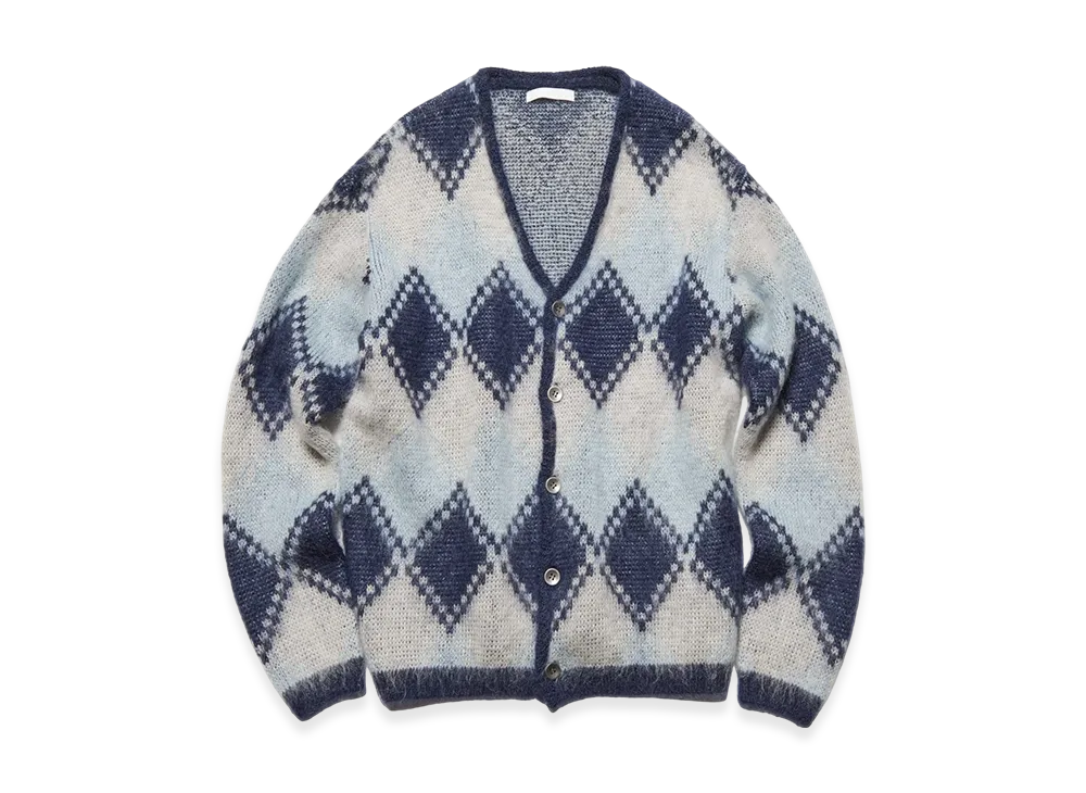 SOPHNET. Mohair Argyle Cardigan "Blue"
