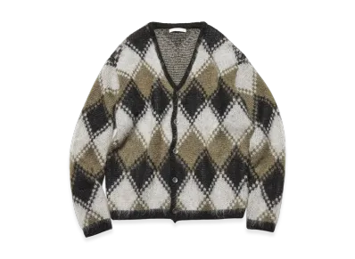 SOPHNET. Mohair Argyle Cardigan "Khaki"