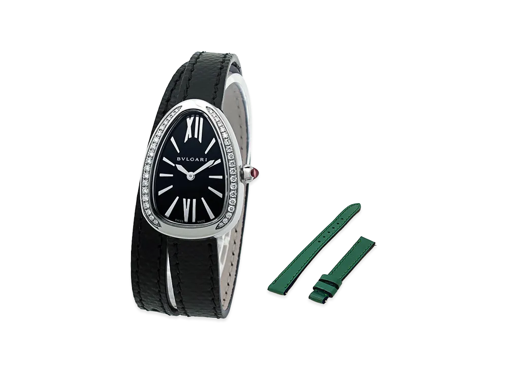 BVLGARI Women's Serpenti Bezel Diamond "Silver/Black"