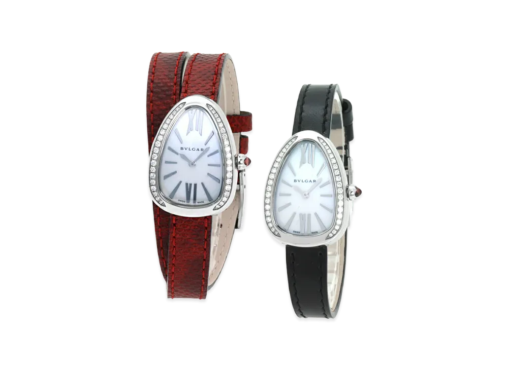 BVLGARI Women's Serpenti Bezel Diamond "Black/White Shell"