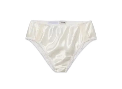PRADA Women's Lace Trimmed Satin Panty "White"
