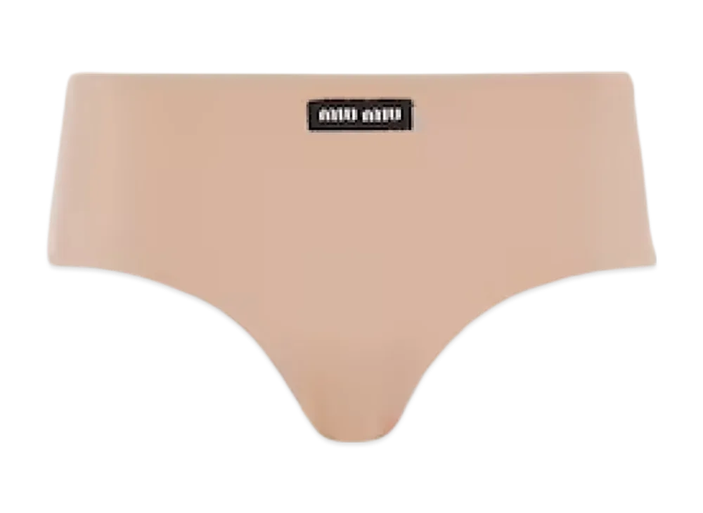 MIU MIU Women's Jersey Panty with Logo "Powder Pink"