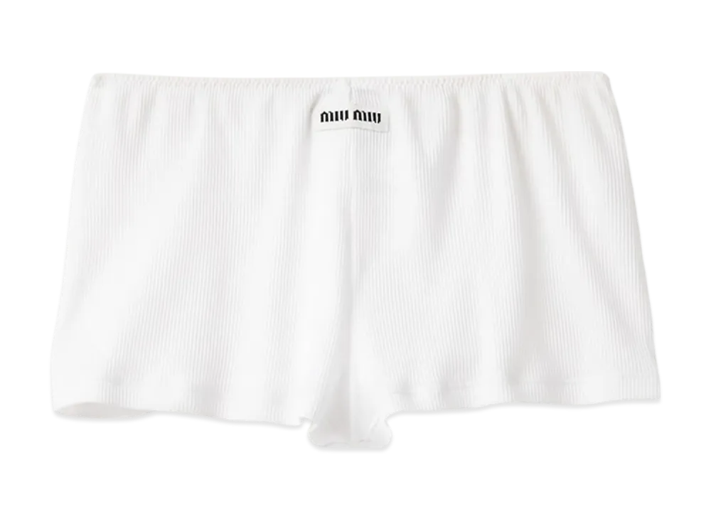 MIU MIU Ribbed Knit Boxer Shorts "White"