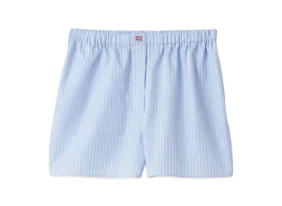 MIU MIU Women's Striped Cotton Boxer Shorts "Sky Blue/White"