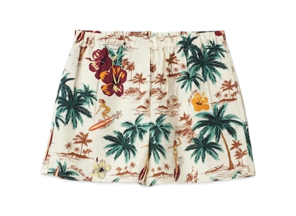 MIU MIU Women's Printed Silk Boxers "Ivory"