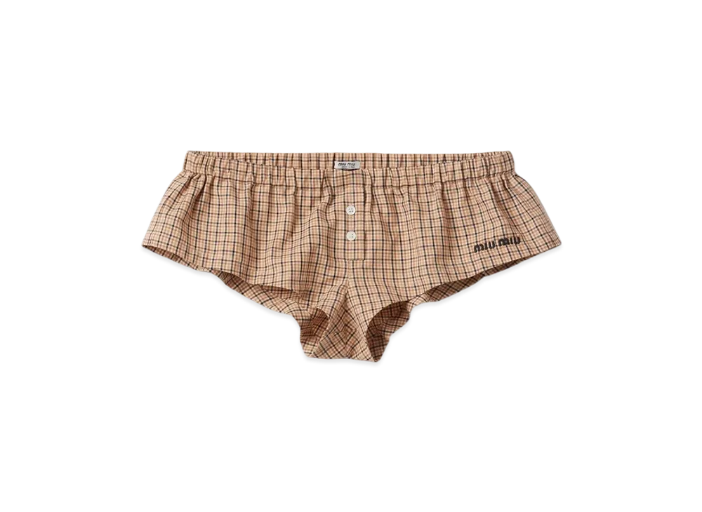 MIU MIU Women's Checked Boxer Shorts "Cord"